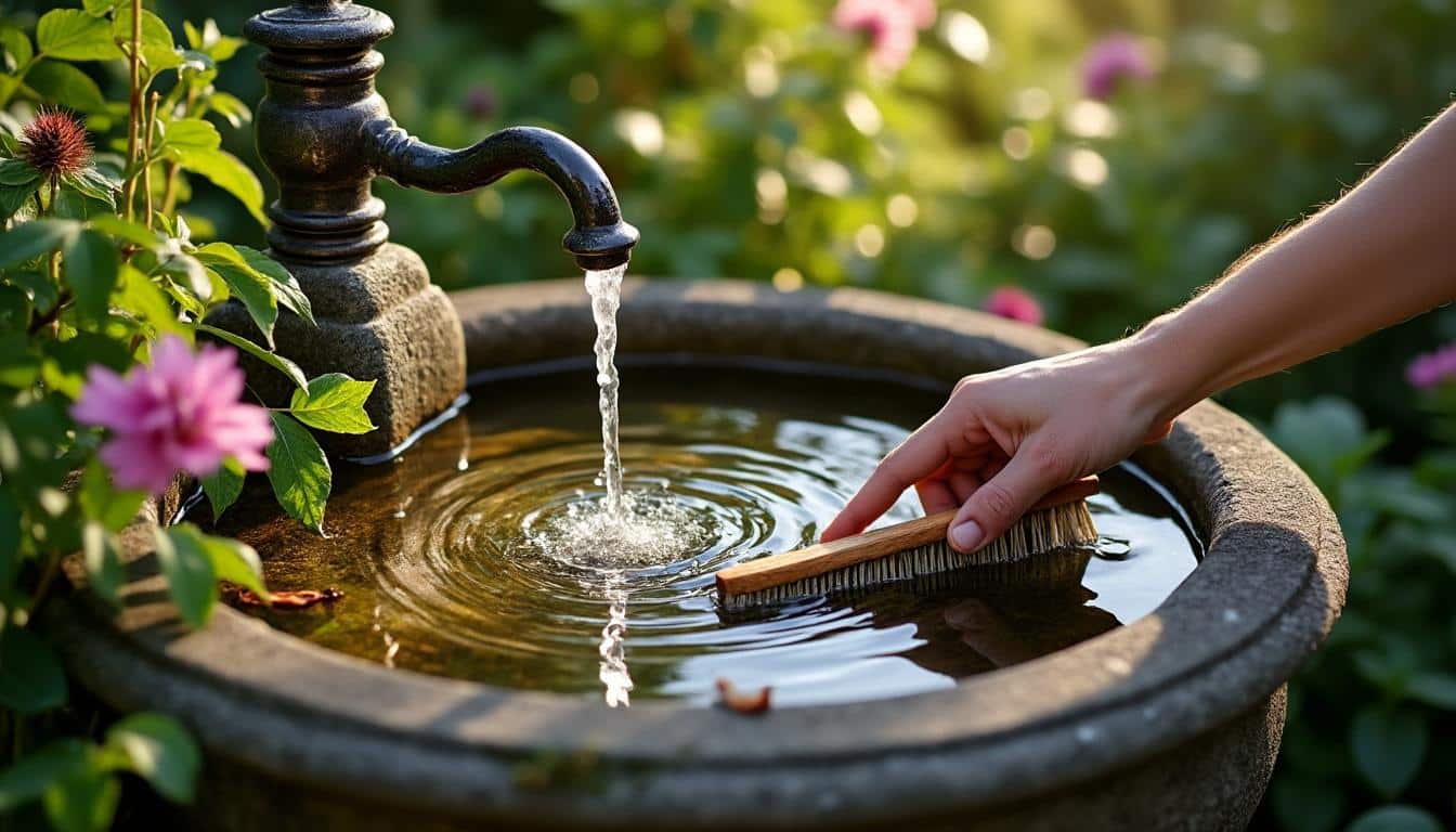 Comment bien entretenir une fontaine de jardin au printemps