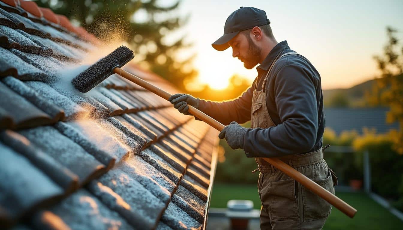 Illustration: Comprendre l’utilité du balai de démoussage pour toiture