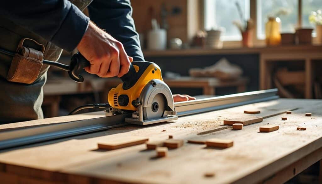 Scie circulaire Festool avec rail de guidage pour des coupes précises