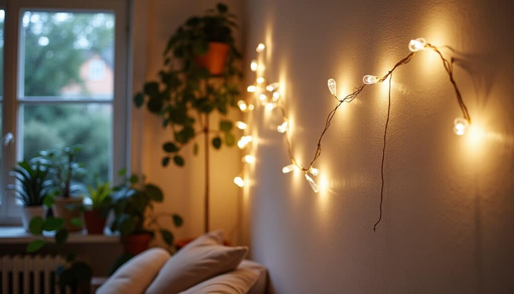 Accrocher une guirlande lumineuse au mur : astuces simples et efficaces