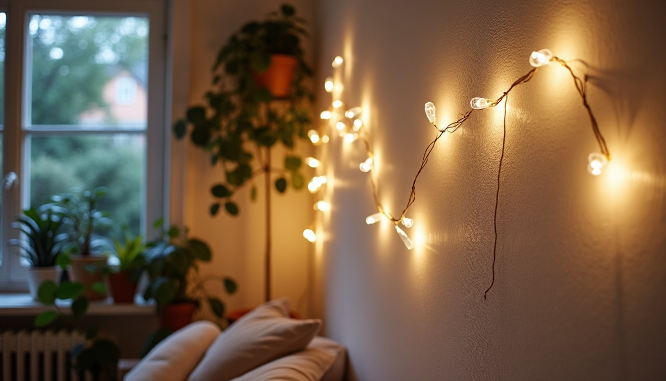 Accrocher une guirlande lumineuse au mur : astuces simples et efficaces
