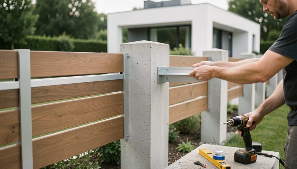 Poser une clôture sur des poteaux en béton existants