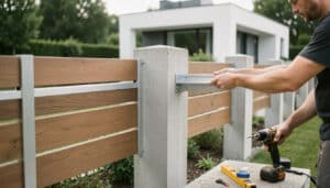 Poser une clôture sur des poteaux en béton existants
