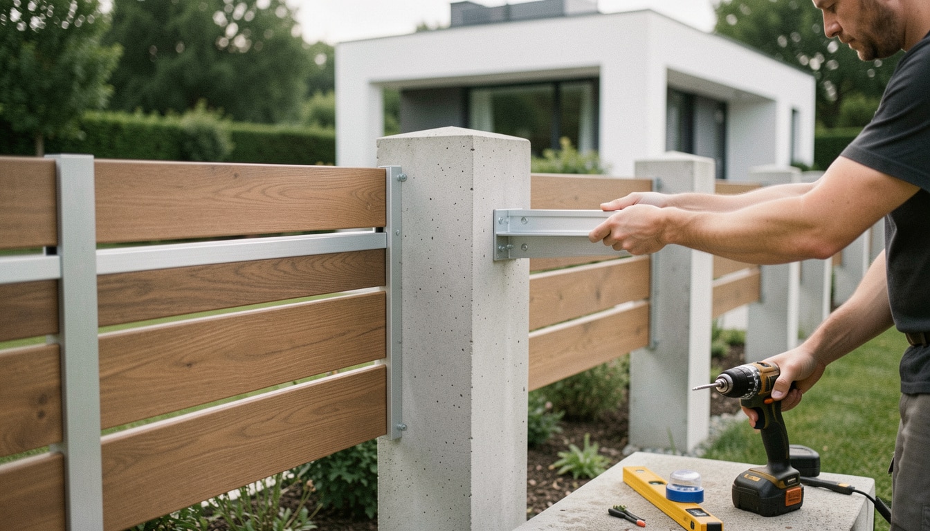 Poser une clôture sur des poteaux en béton existants