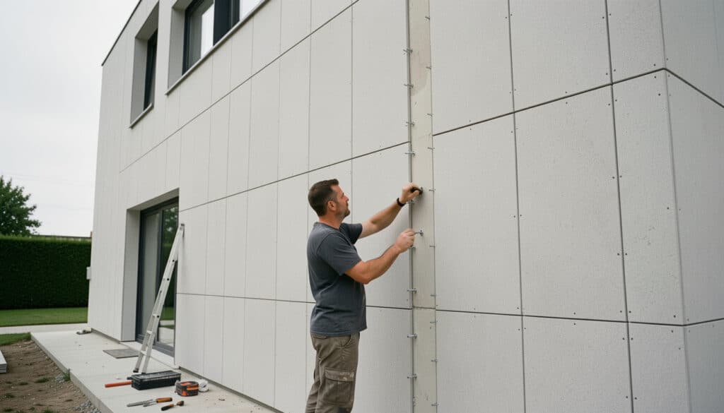 Plaque en fibrociment pour façade : fixation durable
